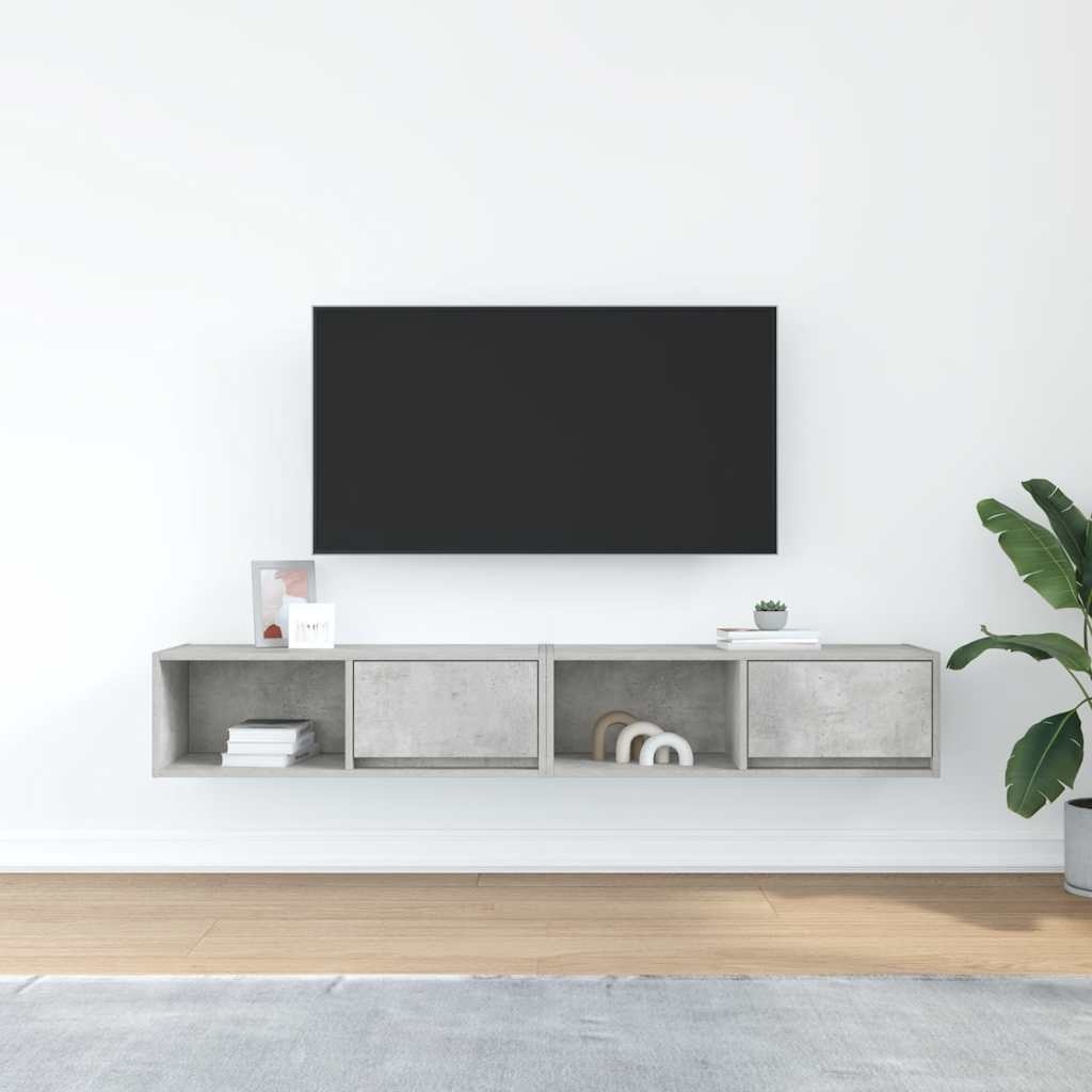 VidaXL Tv-meubels 2 st 80x31x25,5 cm bewerkt hout betongrijs