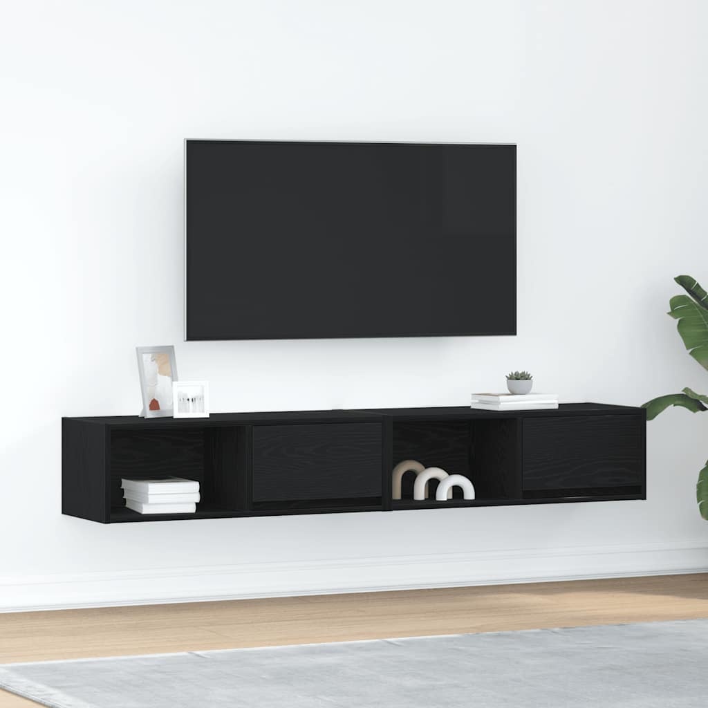 VidaXL Tv-kasten 2 st 80x31x25,5 cm spaanplaat zwart eikenkleurig