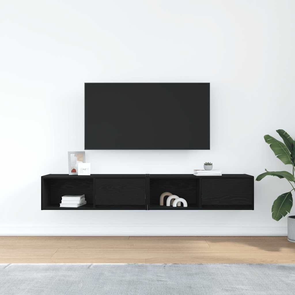 VidaXL Tv-kasten 2 st 80x31x25,5 cm spaanplaat zwart eikenkleurig