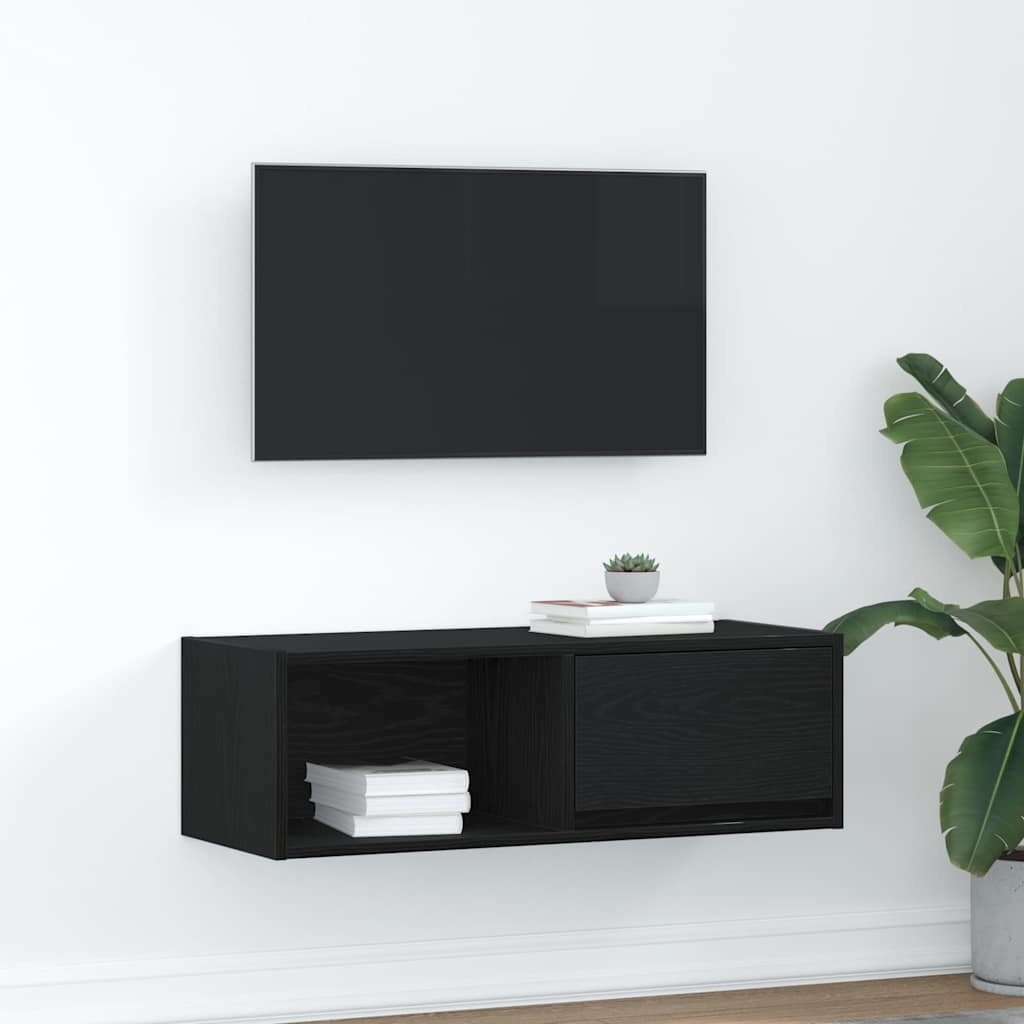 VidaXL TV-meubel 80x31x25,5 cm spaanplaat zwart eikenkleurig