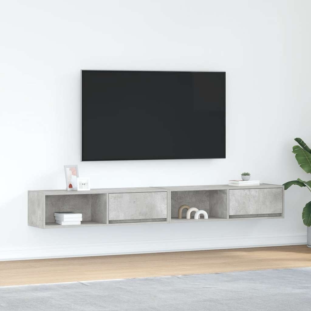 VidaXL Tv-meubelen 2 st 100x31x25,5 cm bewerkt hout betongrijs