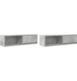 VidaXL Tv-meubelen 2 st 100x31x25,5 cm bewerkt hout betongrijs