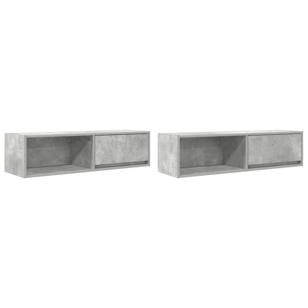 VidaXL Tv-meubelen 2 st 100x31x25,5 cm bewerkt hout betongrijs