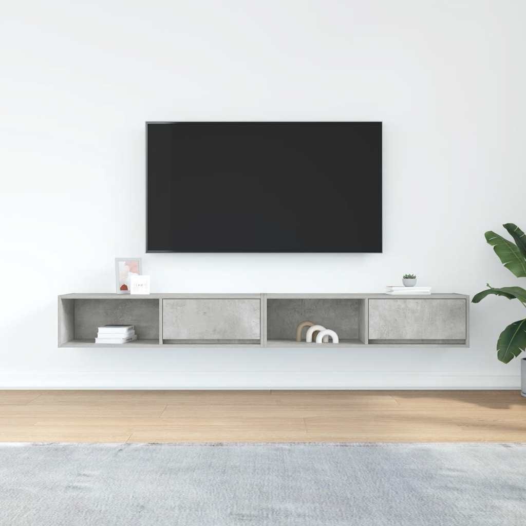 VidaXL Tv-meubelen 2 st 100x31x25,5 cm bewerkt hout betongrijs