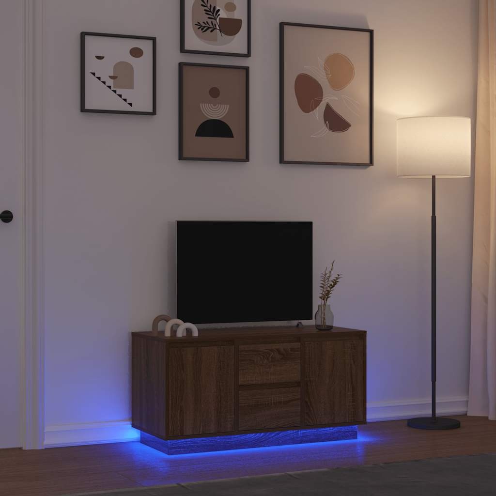 VidaXL Tv-meubel met LED-verlichting 100x41x50 cm bruin eikenkleur