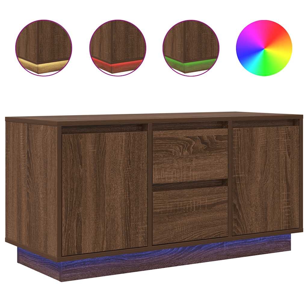 VidaXL Tv-meubel met LED-verlichting 100x41x50 cm bruin eikenkleur