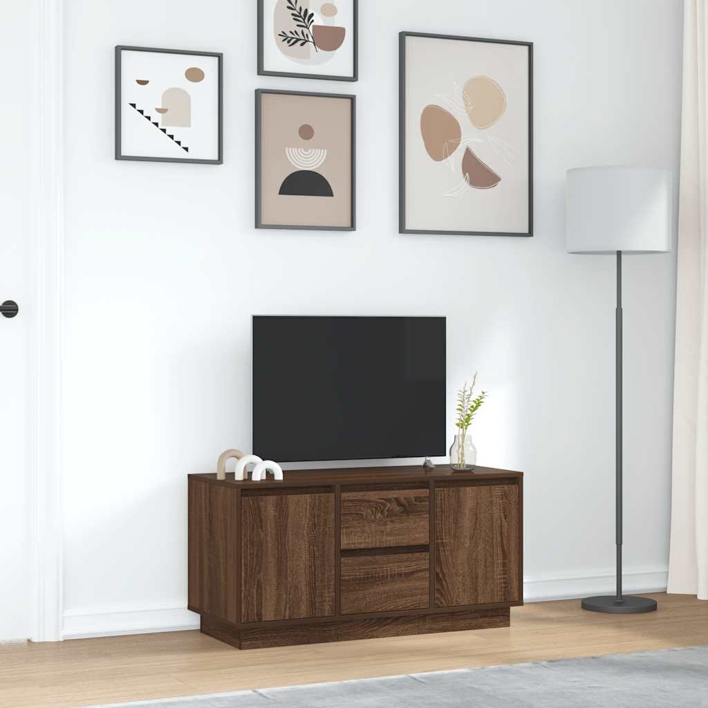 VidaXL Tv-meubel met LED-verlichting 100x41x50 cm bruin eikenkleur