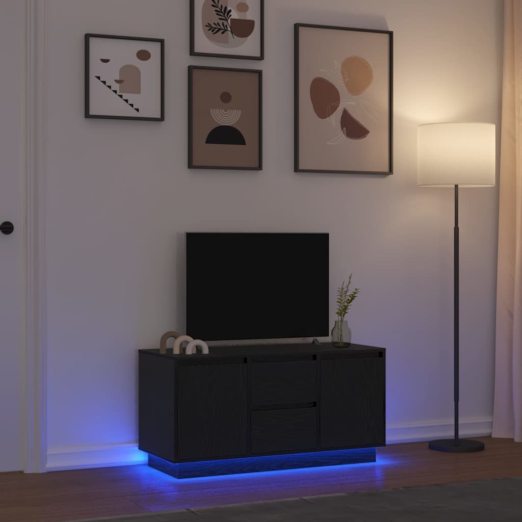 VidaXL Tv-meubel met LED-verlichting 100x41x50 cm zwart eikenkleurig