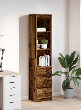 VidaXL Hoge kast 37,5x35x180 cm bewerkt hout oud houtkleurig
