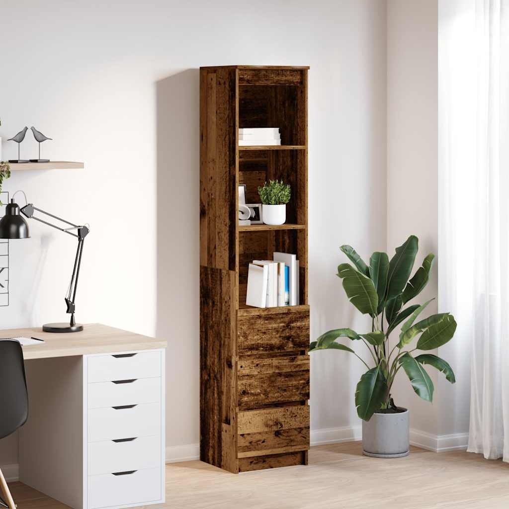 VidaXL Hoge kast 37,5x35x180 cm bewerkt hout oud houtkleurig