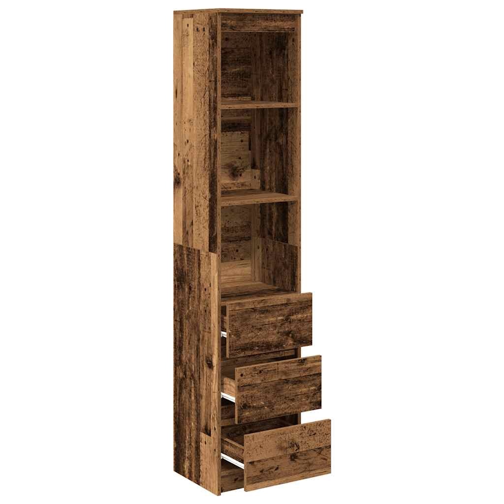 VidaXL Hoge kast 37,5x35x180 cm bewerkt hout oud houtkleurig