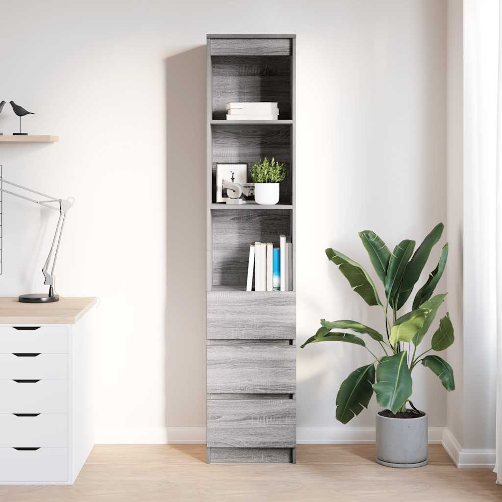 VidaXL Hoge kast 37,5x35x180 cm spaanplaat grijs sonoma
