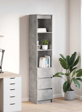 VidaXL Highboard 37,5x35x180 cm spaanplaat betongrijs