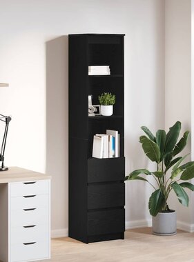 VidaXL Highboard 37,5x35x180 cm spaanplaat zwart eikenkleurig