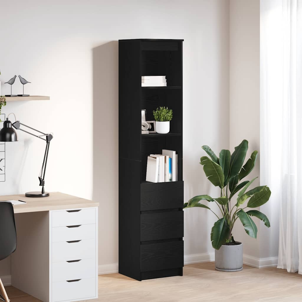 VidaXL Highboard 37,5x35x180 cm spaanplaat zwart eikenkleurig