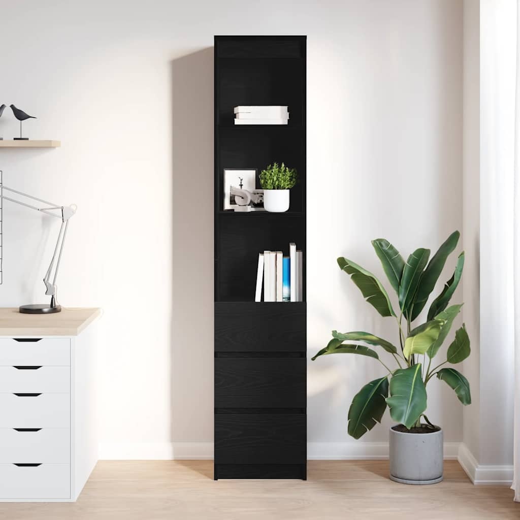VidaXL Highboard 37,5x35x180 cm spaanplaat zwart eikenkleurig