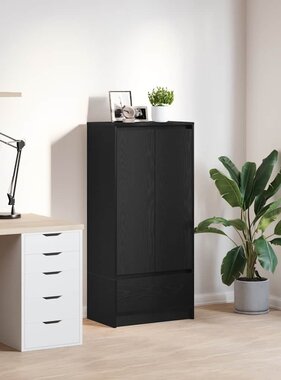VidaXL Kast met lade 55,5x34x119,5 cm spaanplaat zwart eikenkleurig
