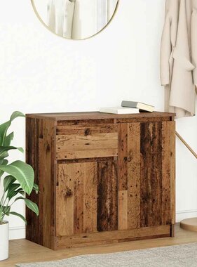 VidaXL Dressoir met lade 71x35x65 cm spaanplaat oud hout