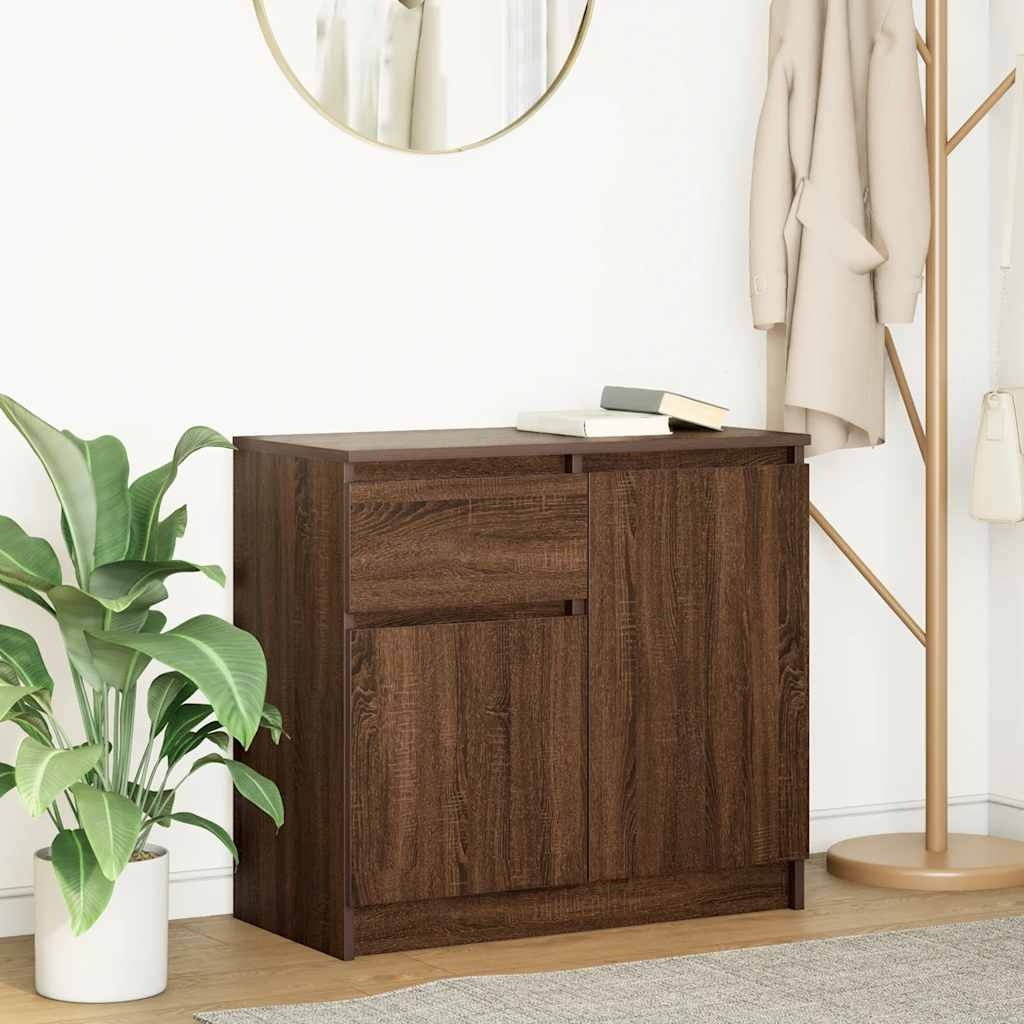 VidaXL Dressoir met lade 71x35x65 cm spaanplaat bruin eikenkleurig