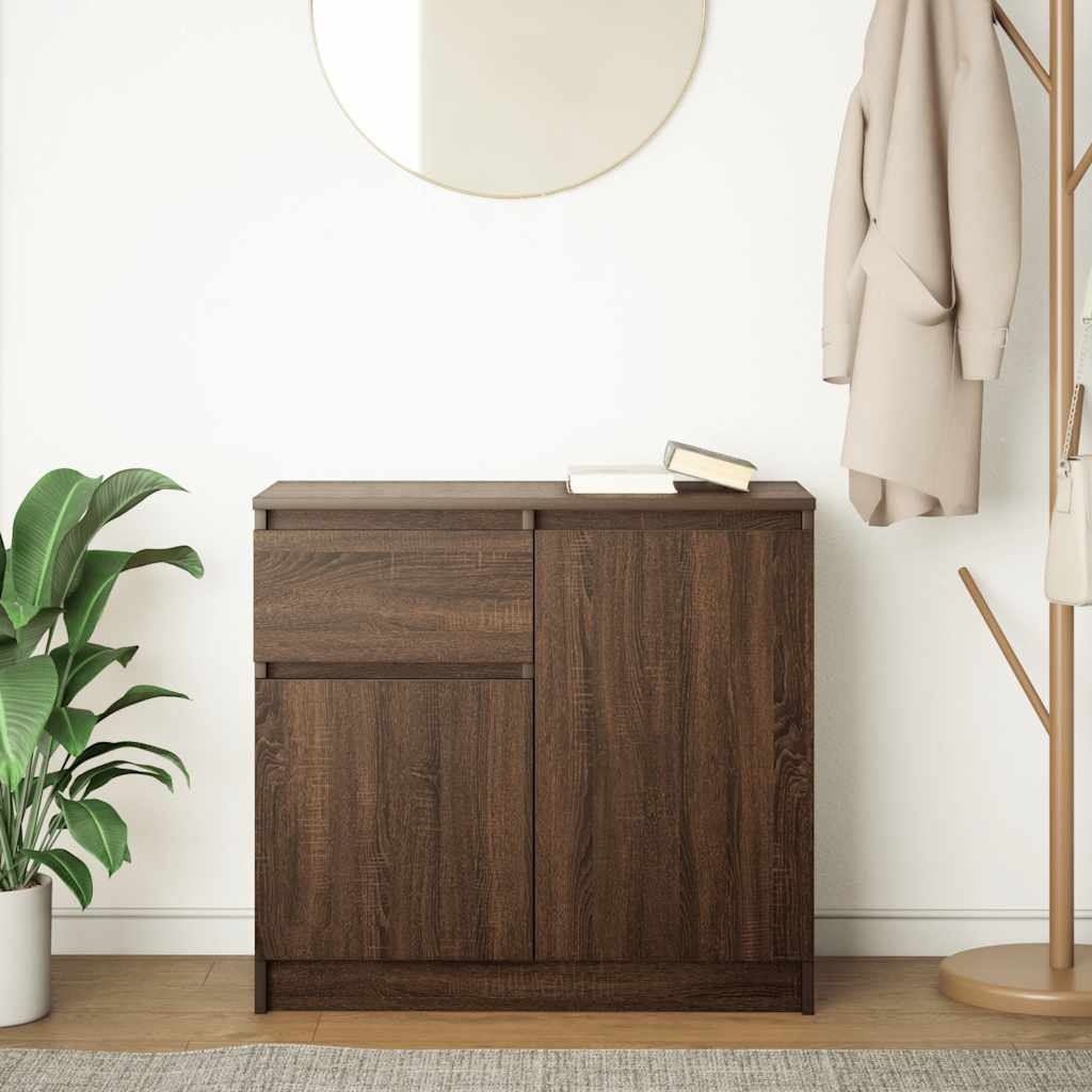 VidaXL Dressoir met lade 71x35x65 cm spaanplaat bruin eikenkleurig