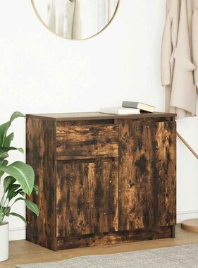 VidaXL Dressoir met lade 71x35x65 cm spaanplaat gerookt eikenkleurig