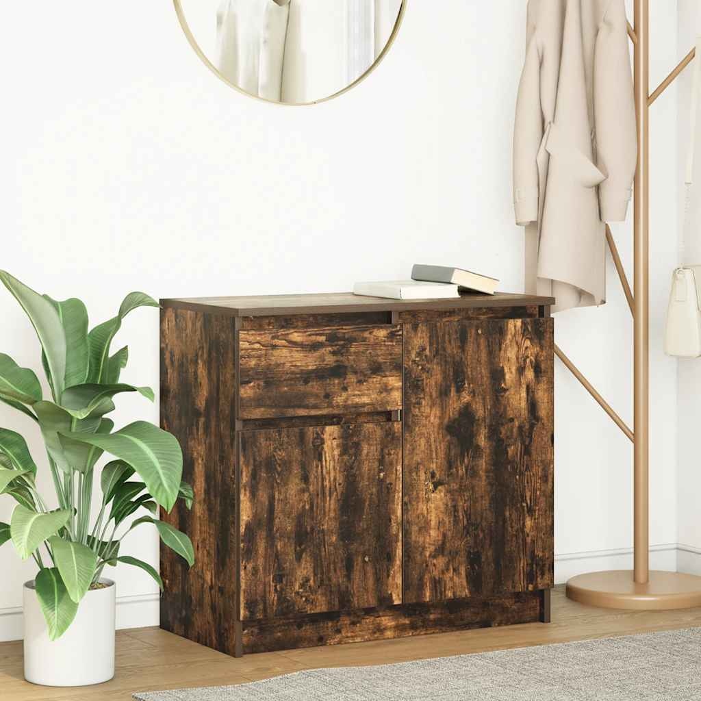 VidaXL Dressoir met lade 71x35x65 cm spaanplaat gerookt eikenkleurig