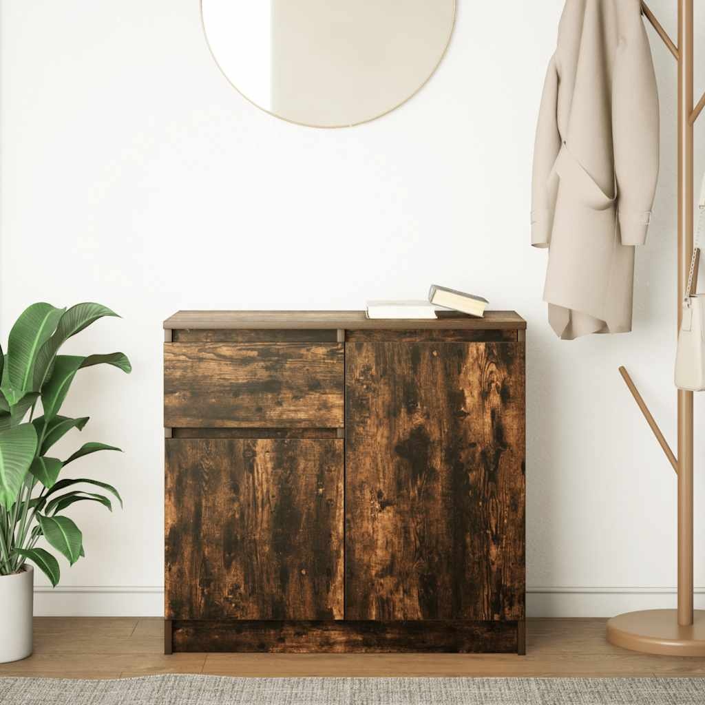 VidaXL Dressoir met lade 71x35x65 cm spaanplaat gerookt eikenkleurig