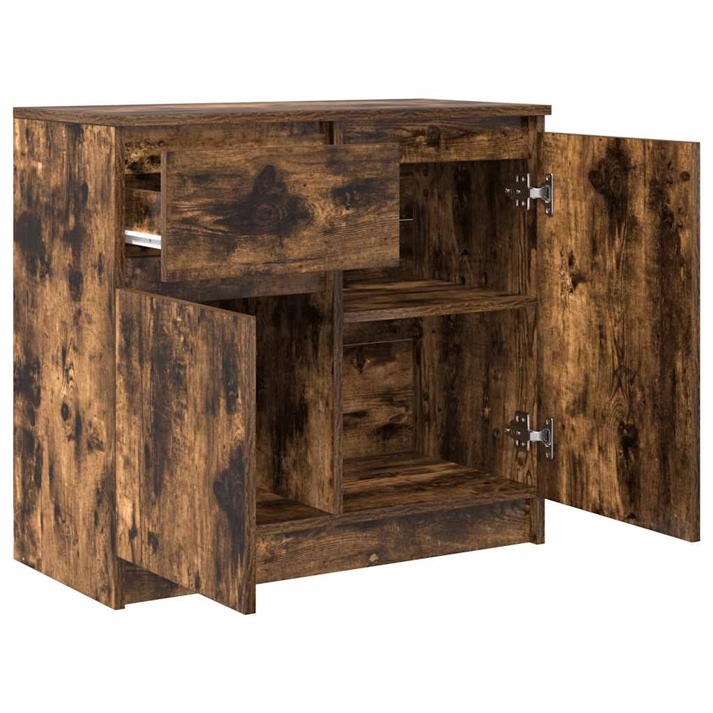 VidaXL Dressoir met lade 71x35x65 cm spaanplaat gerookt eikenkleurig