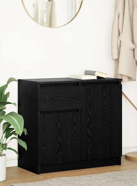 VidaXL Dressoir met lade 71x35x65 cm spaanplaat zwart eikenkleurig