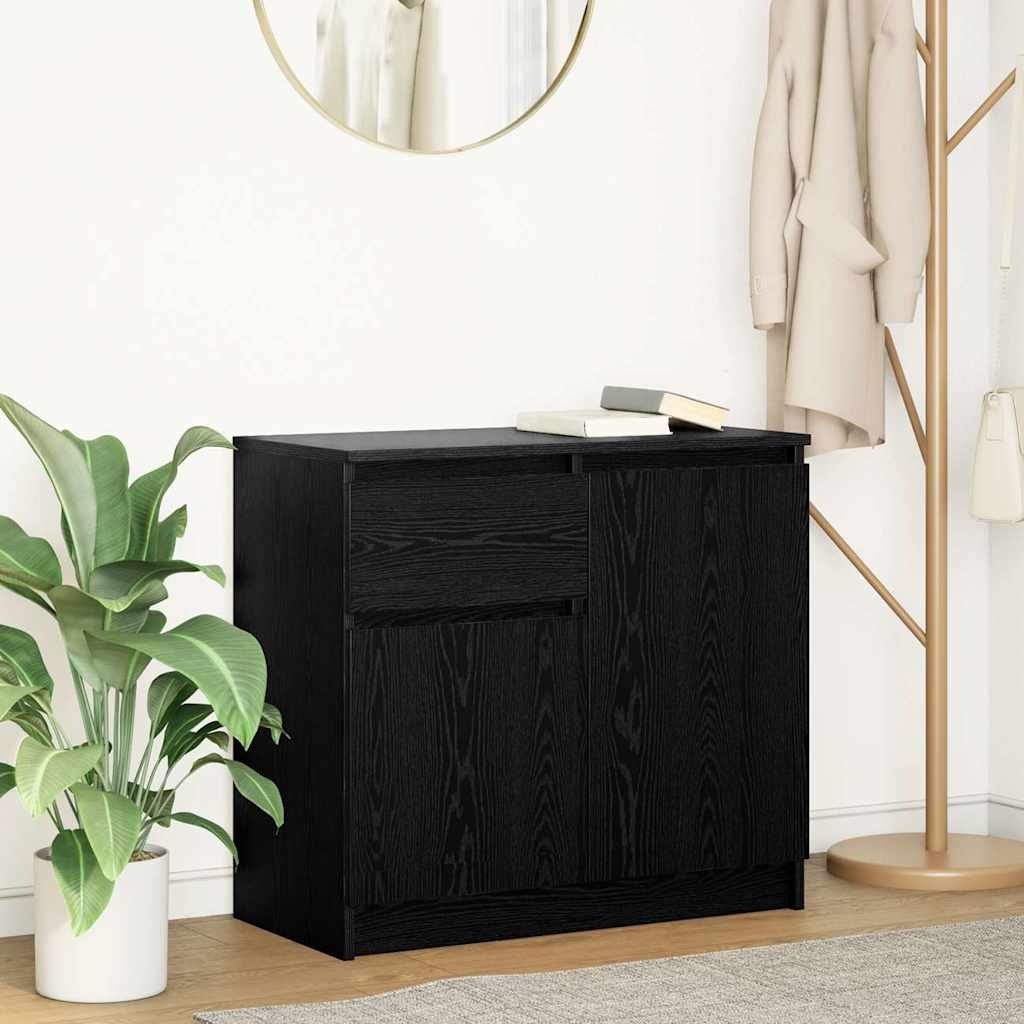 VidaXL Dressoir met lade 71x35x65 cm spaanplaat zwart eikenkleurig