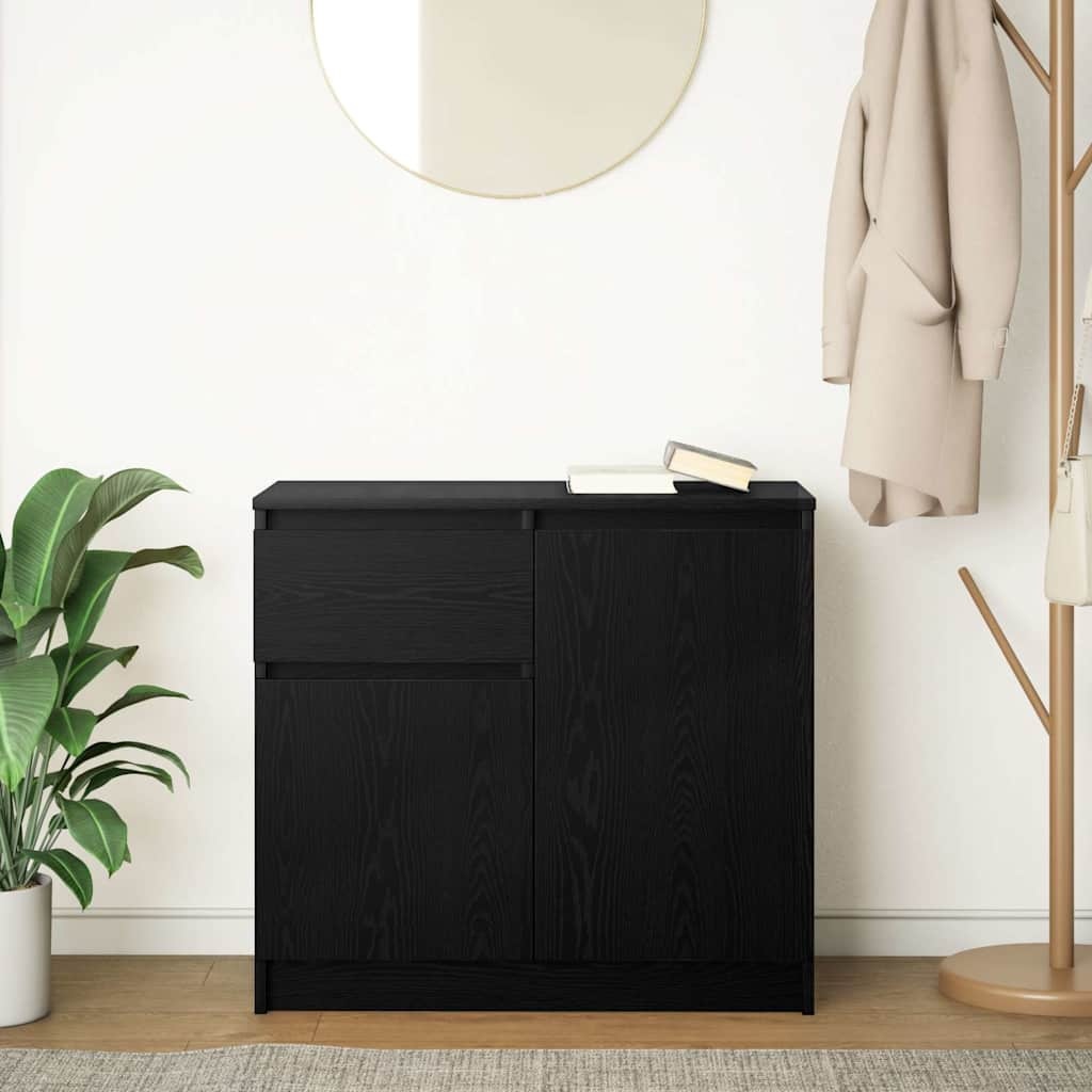 VidaXL Dressoir met lade 71x35x65 cm spaanplaat zwart eikenkleurig