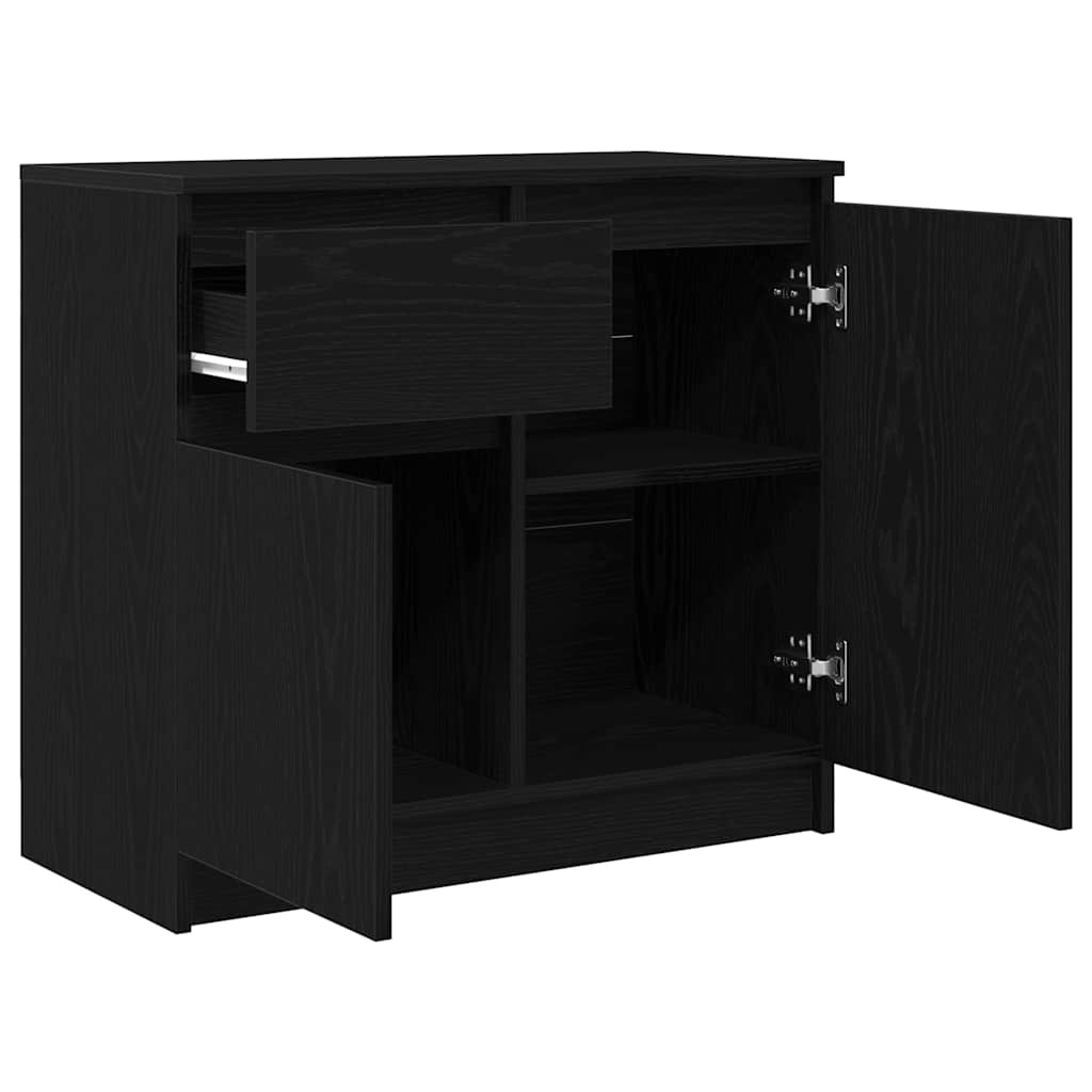 VidaXL Dressoir met lade 71x35x65 cm spaanplaat zwart eikenkleurig