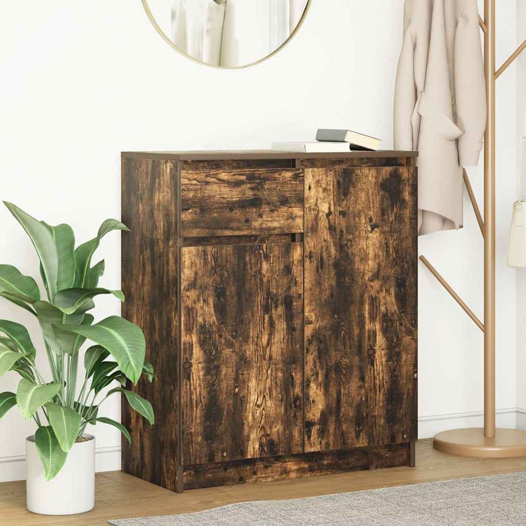 VidaXL Dressoir met lade 71x35x84 cm spaanplaat gerookt eikenkleurig