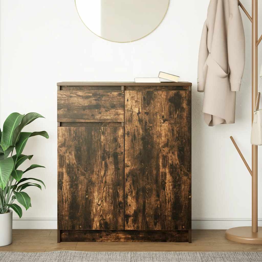 VidaXL Dressoir met lade 71x35x84 cm spaanplaat gerookt eikenkleurig