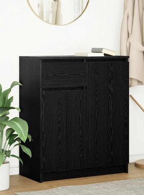 VidaXL Dressoir met lade 71x35x84 cm spaanplaat zwart eikenkleurig