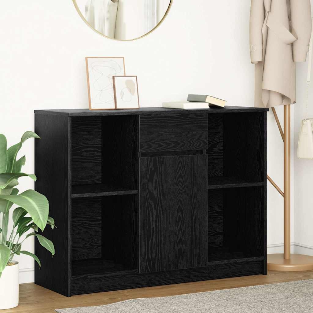 VidaXL Dressoir met lade 101x35x76 cm spaanplaat zwart eikenkleurig