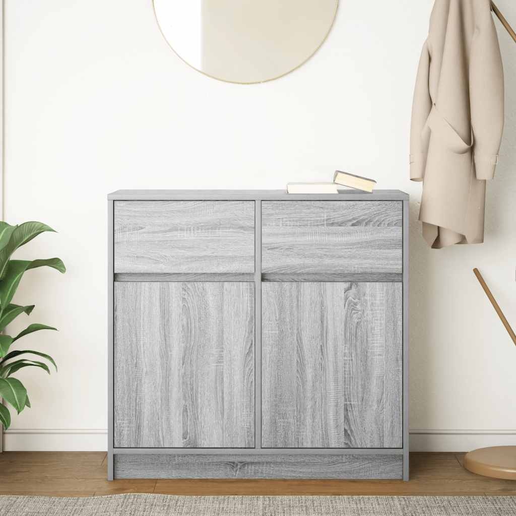 VidaXL Dressoir met lade 80x34x76 cm spaanplaat grijs sonoma