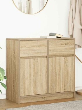 VidaXL Dressoir met lade 80x34x76 cm spaanplaat sonoma eikenkleurig