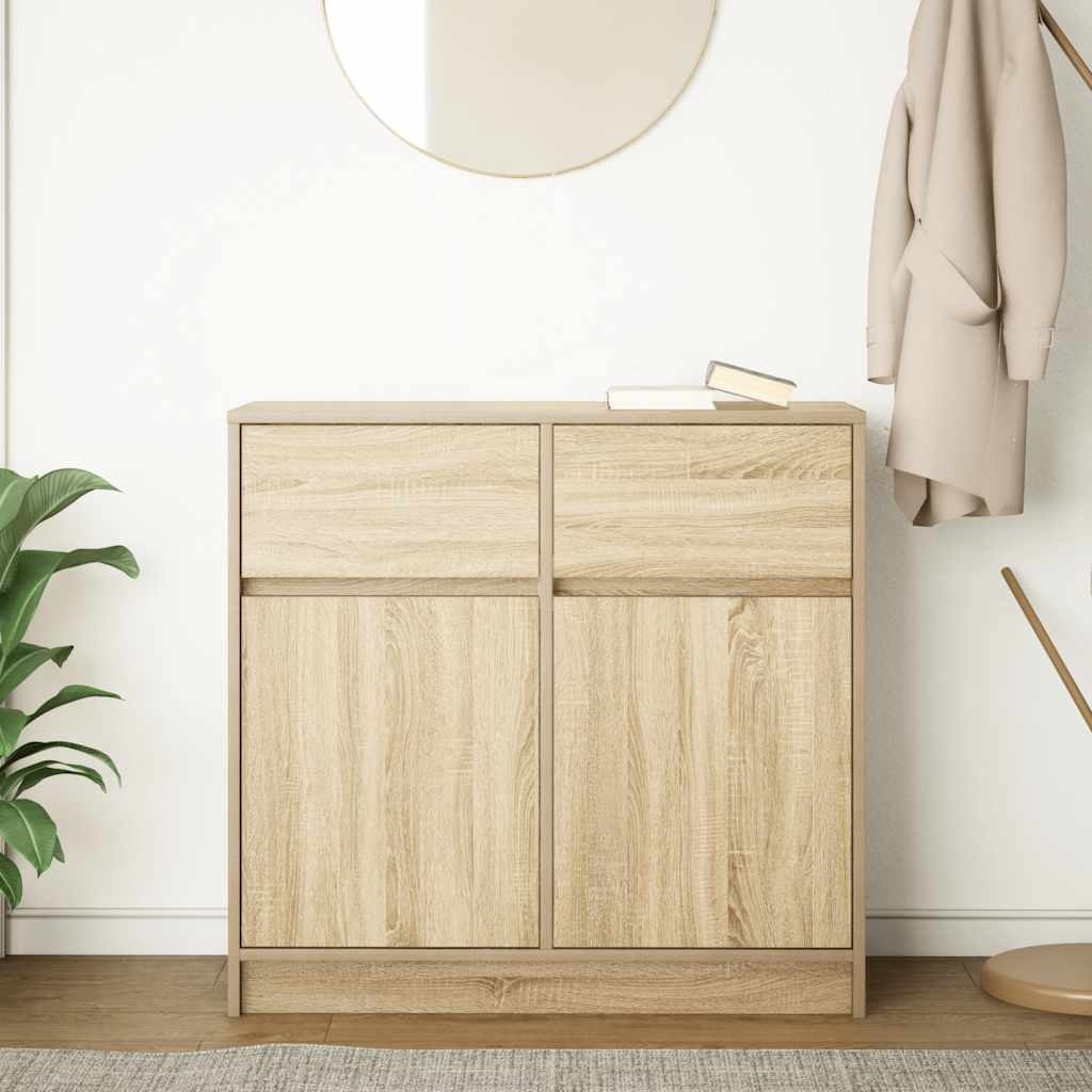 VidaXL Dressoir met lade 80x34x76 cm spaanplaat sonoma eikenkleurig
