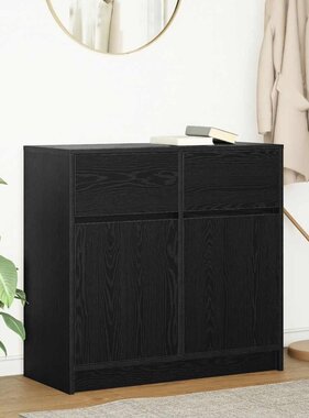 VidaXL Dressoir met lade 80x34x76 cm spaanplaat zwart eikenkleurig