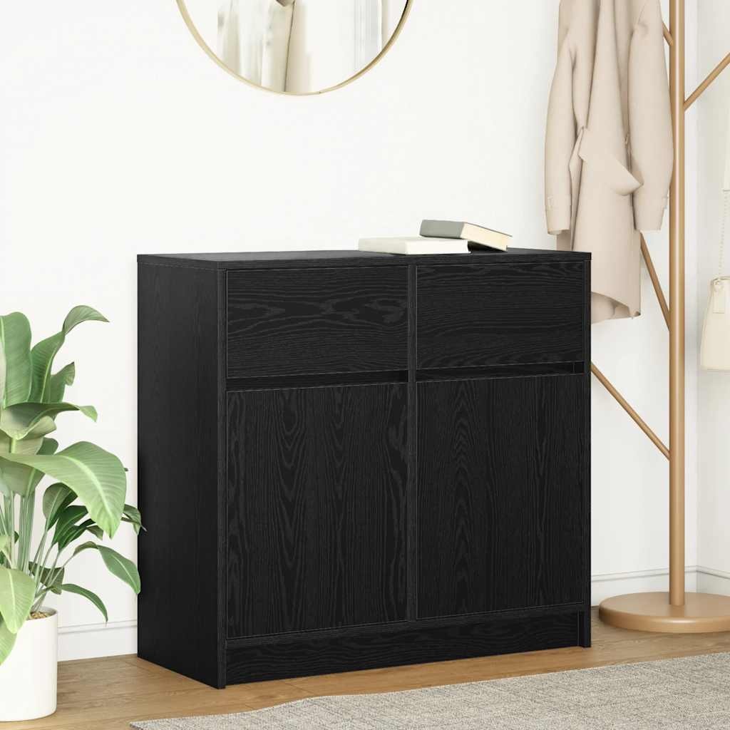 VidaXL Dressoir met lade 80x34x76 cm spaanplaat zwart eikenkleurig