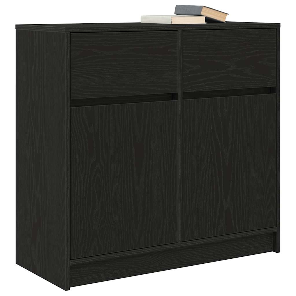 VidaXL Dressoir met lade 80x34x76 cm spaanplaat zwart eikenkleurig