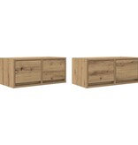 VidaXL Tv-meubelen 2 st 60x31x25,5 cm bewerkt hout artisanaal eiken