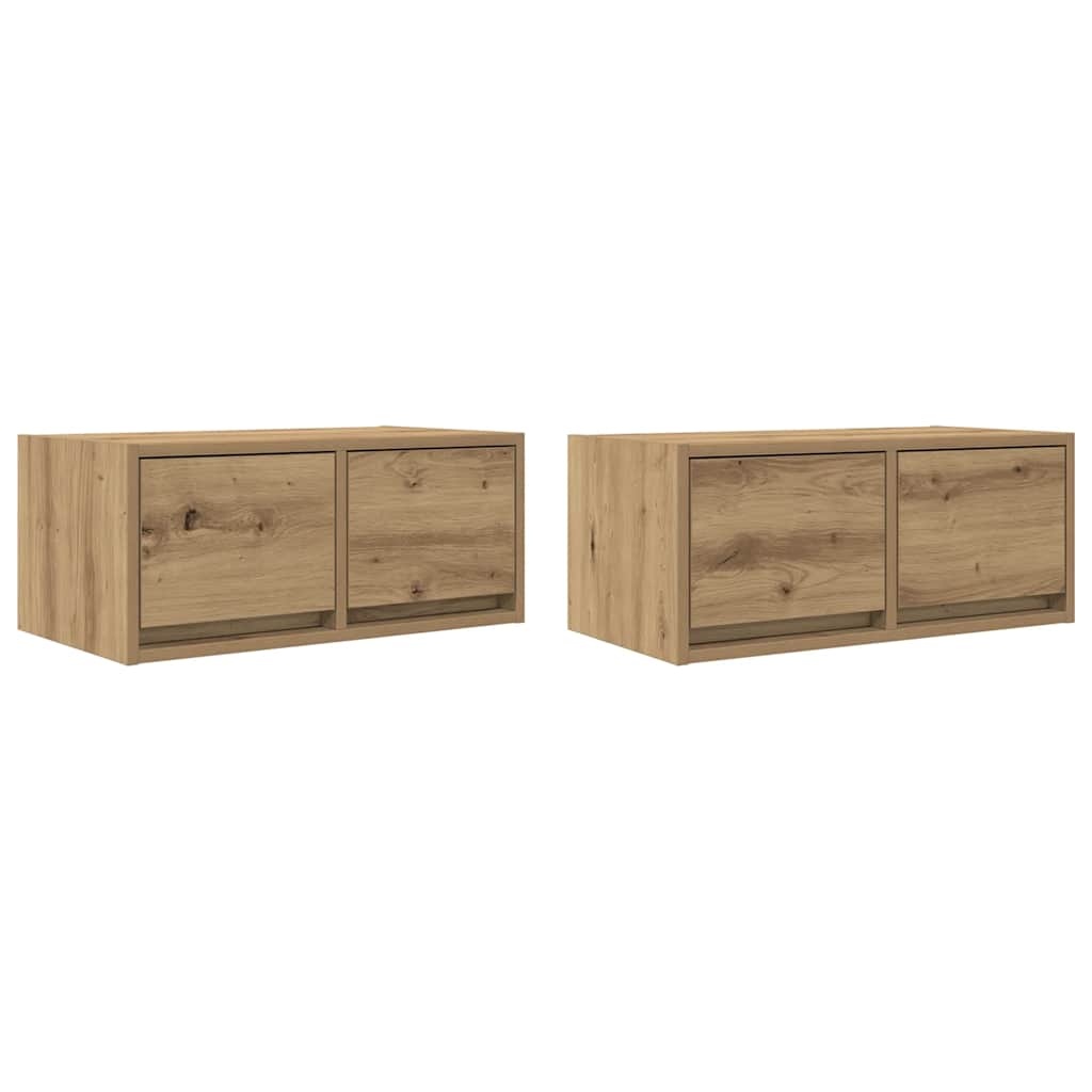 VidaXL Tv-meubelen 2 st 60x31x25,5 cm bewerkt hout artisanaal eiken