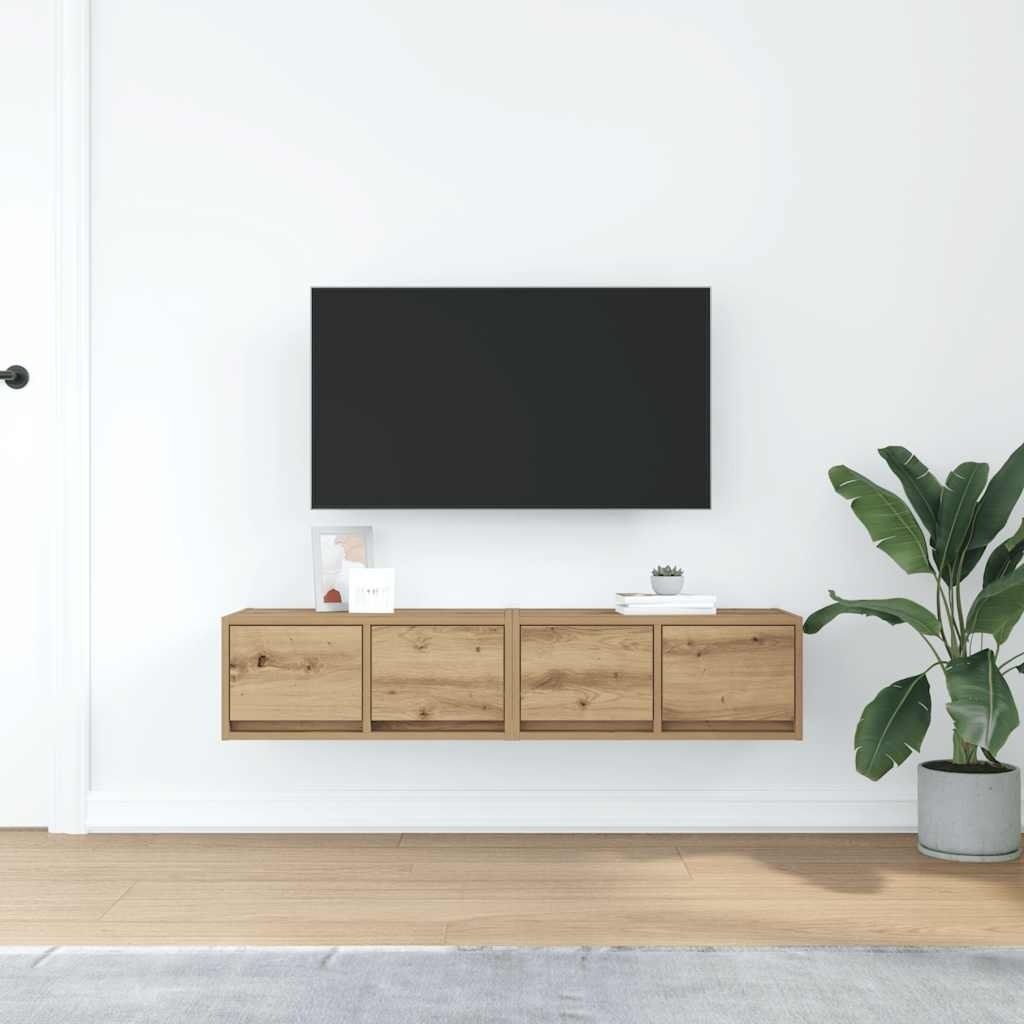 VidaXL Tv-meubelen 2 st 60x31x25,5 cm bewerkt hout artisanaal eiken