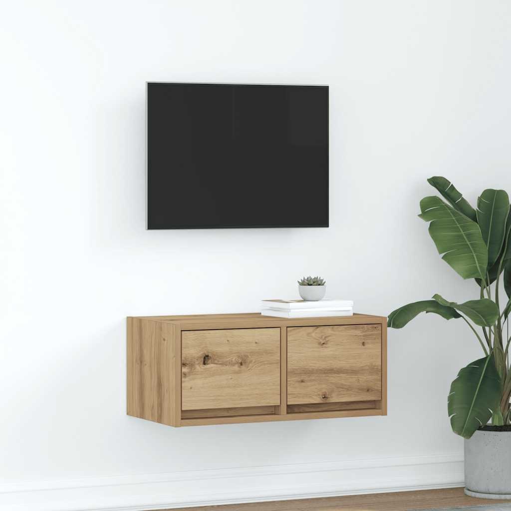 VidaXL TV-meubel 60x31x25,5 cm bewerkt hout artisanaal eikenkleur