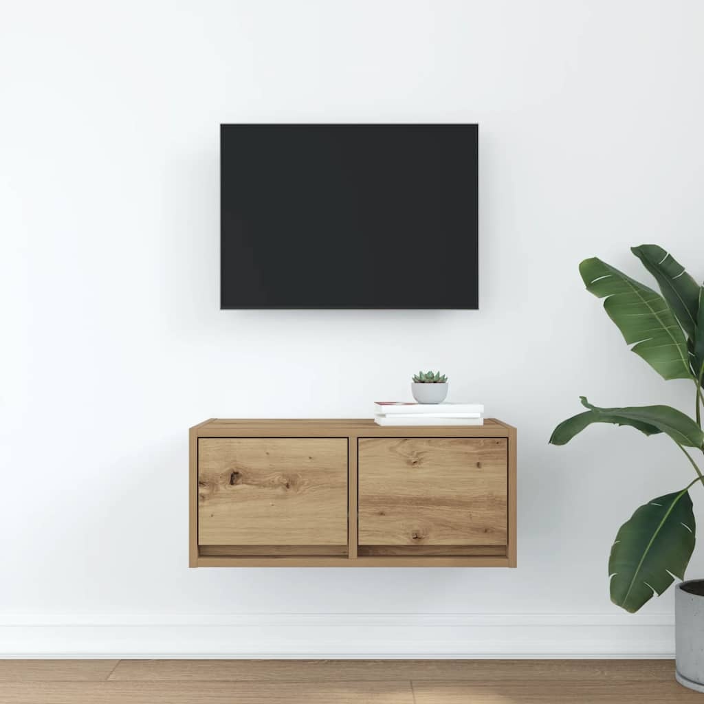 VidaXL TV-meubel 60x31x25,5 cm bewerkt hout artisanaal eikenkleur