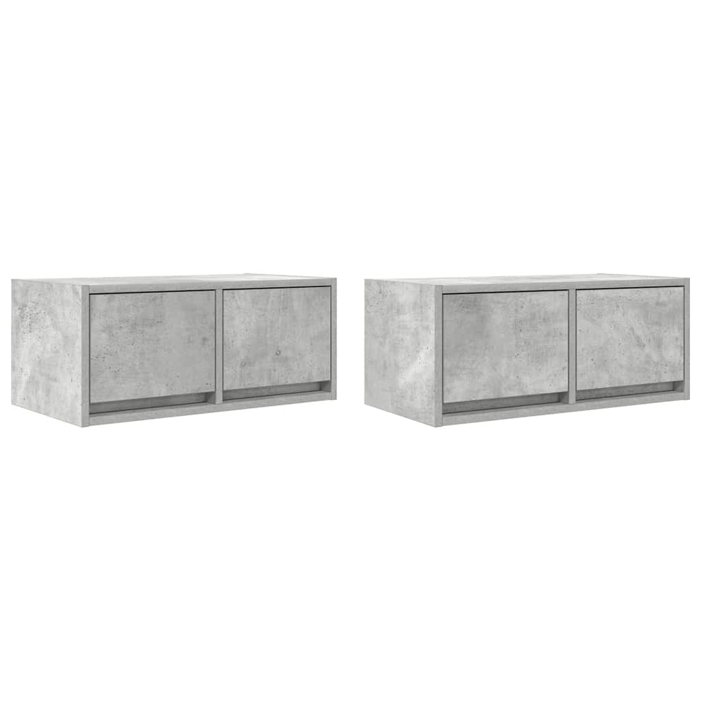 VidaXL Tv-meubels 2 st 60x31x25,5 cm bewerkt hout betongrijs