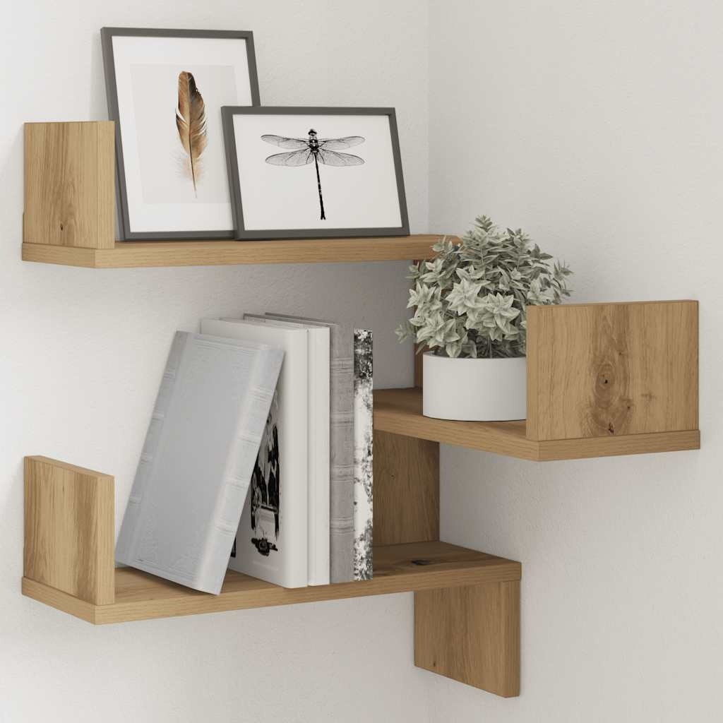 VidaXL Hoekwandschap 40x40x49,5 cm bewerkt hout artisanaal eiken