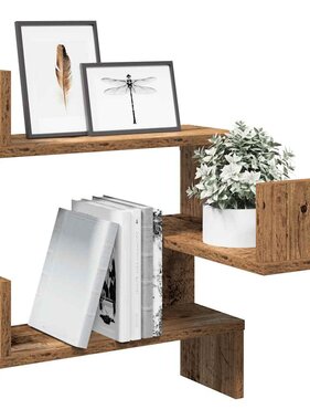 VidaXL Hoekwandschappen 2 st 40x40x49,5 cm bewerkt hout oud houtkleur